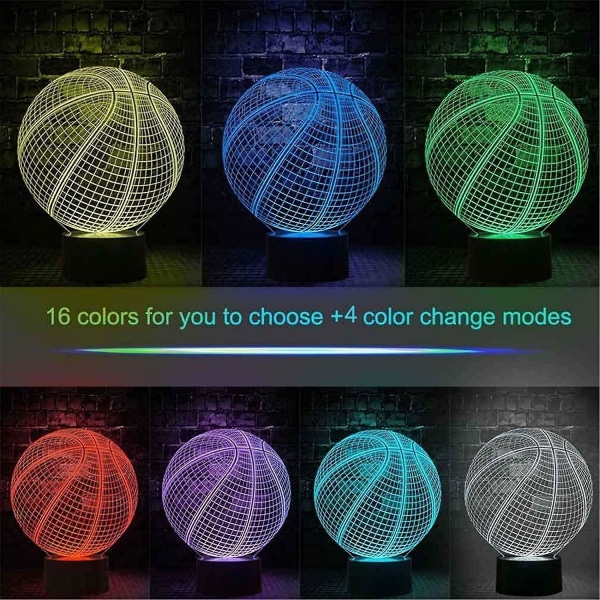 Basketball 3d Night Light , With Remote Control 16 Colors Changing
