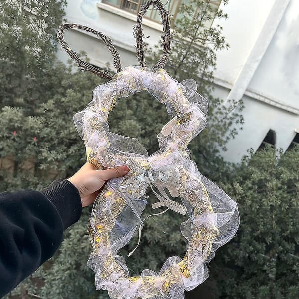2022 Ny Led Påskehare Lantern Rattan Krans