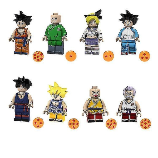 8pcs Anime Dragon Ball Monkey King Klin Monkey Fan Children's Educational Assembled Building Block