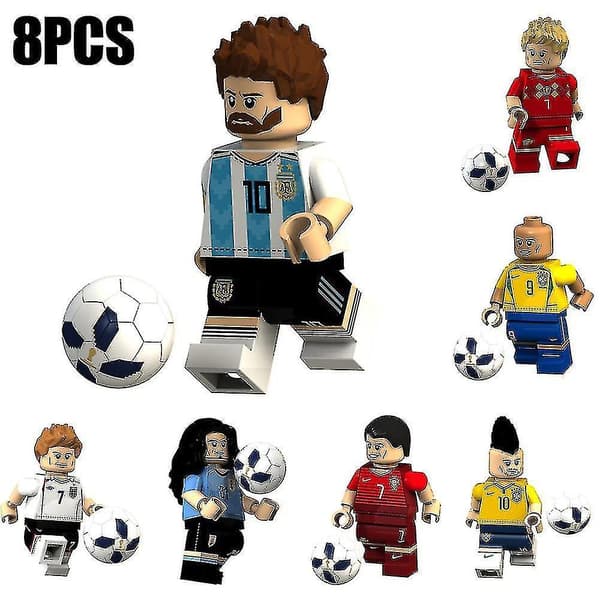 8 stk./sæt VM Fodboldspiller Byggeklodser Samlede Minifigur Legetøj