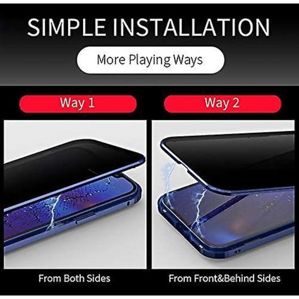 Anti-peeping Iphone 12 Pro Max Casewith  Strong Magnetic Adsorption Camera Lens Protector Metal Frame 360 Full Body Protective Double-sided Gl Red iPhone12Pro