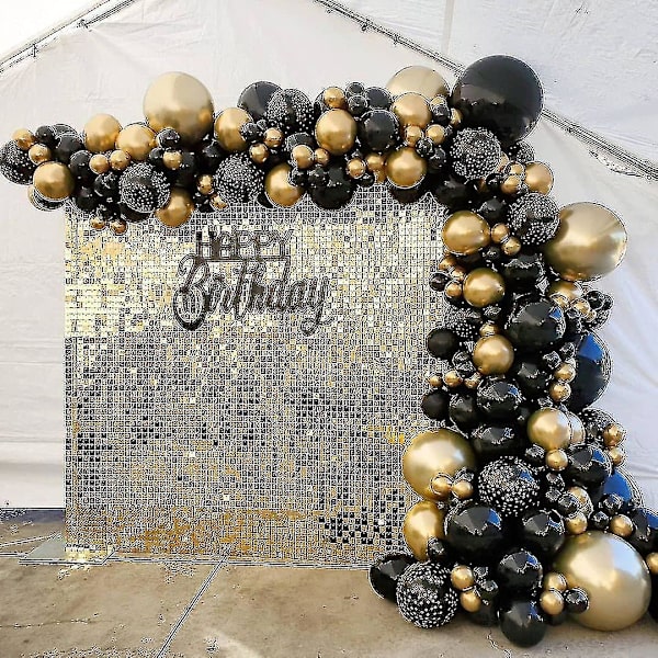 Festballoner - 136 Dele DIY Guld og Sort Guirlande Ballonsæt, Velegnet til Fødselsdag/Fest/Jul/Bryllup og Helligdage