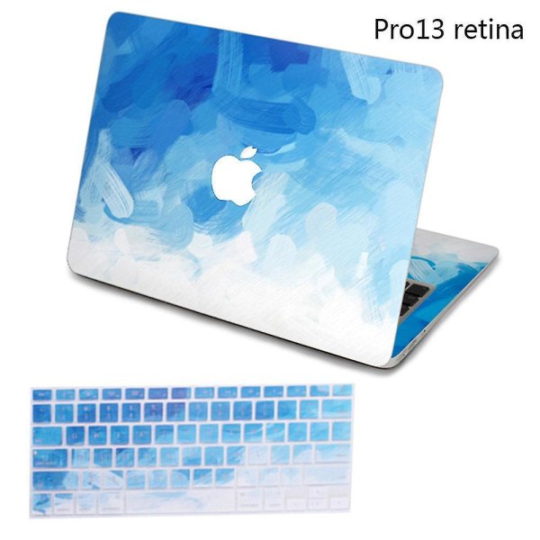 Creative Hard Shell & Keyboard Cover Compatible With Macbook Pro13 Blue smear
