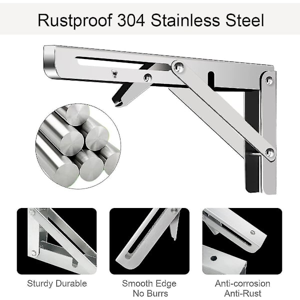 2 Pcs Folding Shelf Brackets Heavy Duty Foldable Wall Mounted L Brackets For Shelves 20 inch 50CM