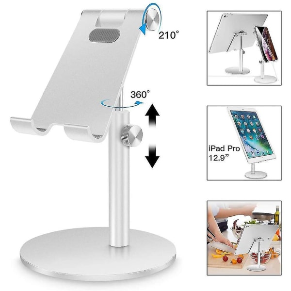 Justerbart nettbrett/telefonstativ, teleskopisk justerbar iPad-stativholder, universelt multi-vinkel aluminiumstativ kompatibelt med iPhone Smart Cel