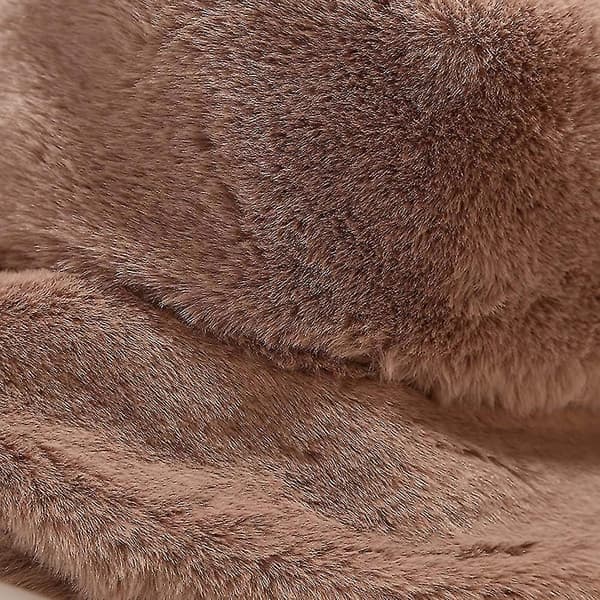 Vinter Faux Fur Bucket Hat Fluffy Varm Hat Til Kvinder Mænd
