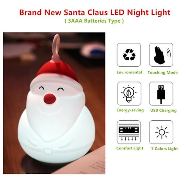 Julemand LED Natlamper USB Opladet Fjernbetjent LED Natlampe