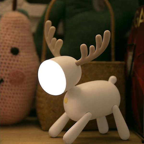 Creative Cartoon Elk Led Desk Lamp 1200mAh(White)