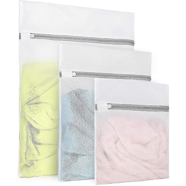 3pcs Durable Fine Mesh Laundry Bags For Delicates (1 Large 16 X 20 Inches, 1 Medium 12 X 16 Inches, 1 Small 9 X 12 Inches)