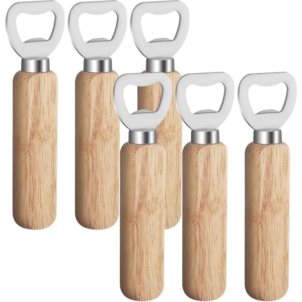 Pack Bottle Opener, Stainless Steel Bottle Opener Wooden Handle Beer Opener Personalized Bottle Opener For Kitchen Bar Camping(wood Color)