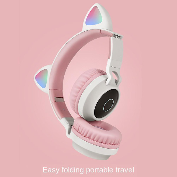 Bt-028c Over-ear Hodetelefon Katteøre Med Fargerik Led Trådløst Full Dekning Headset Purple