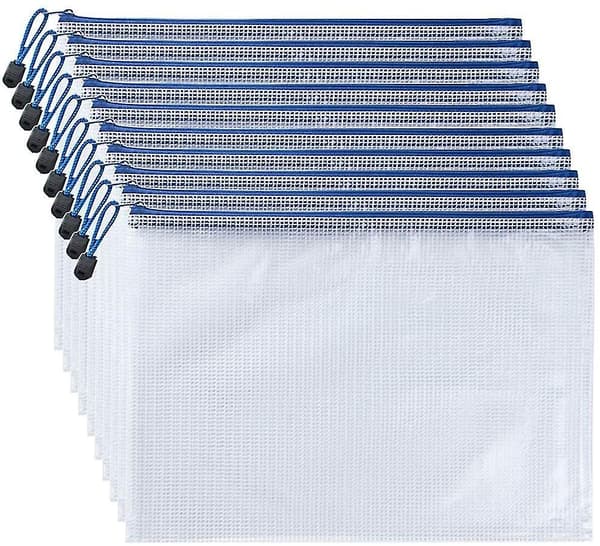 10 Pieces Document Pocket A3, Plastic File Pockets With Zipper For File, Paper