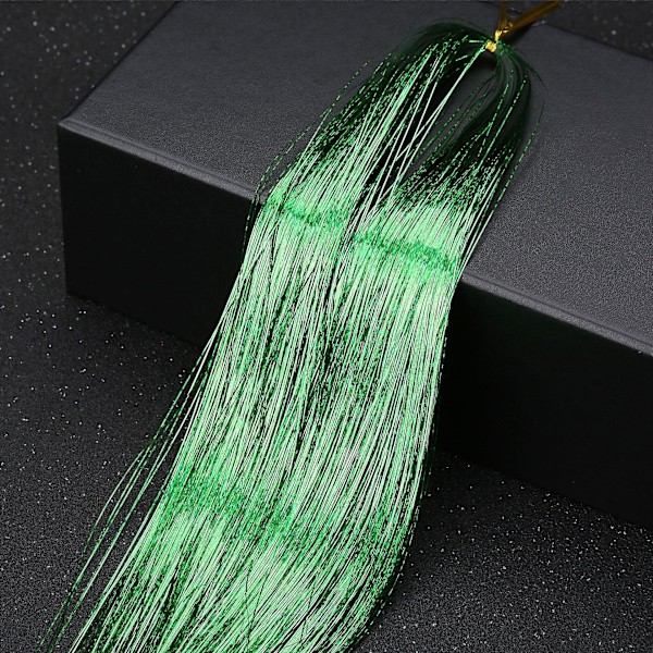 36inch Hair Tinsel Sparkling Glitter Tinsel Fairy Hair Extensions Heat Resistant Party Highlight green