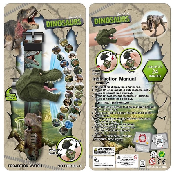 Lasten dinosaurushai-kelloprojektori Yöoppimislelu Taskulamppu Nukkumis  Taskulamppulelut Lahja Dinosaur Watch