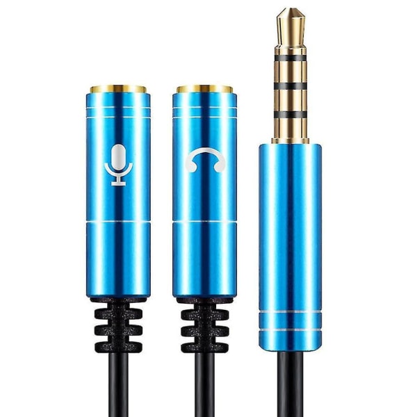 Audio Splitter Kabel 3.5mm Hann Til 2 Port Hunn Forlengelse Aux Ledning Adapter Blue Dual Earphone Port