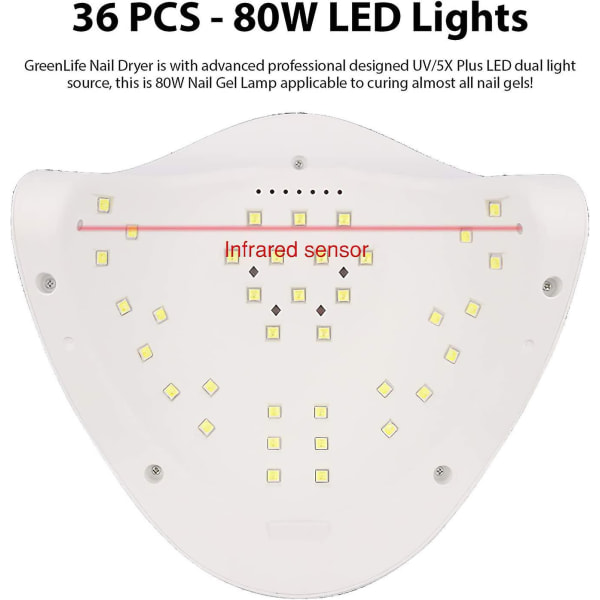 80W UV LED Neglelampe Maskine, Soak Off Neglegel Polish Hærder med 4 Timerindstillinger