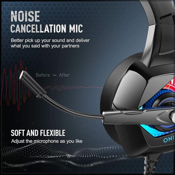 Stereo PC Gaming Headset med Støyreduserende Mikrofon for PS4 PS5 Xbox Series K6