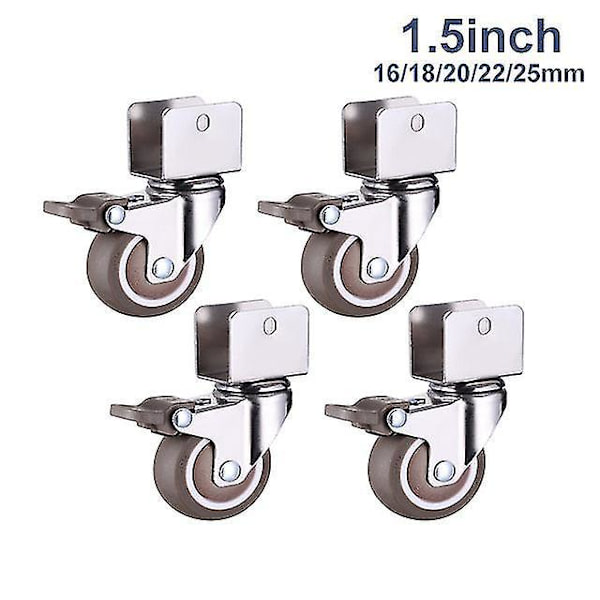 1.5 Furniture Crib Casters Cabinet Clamp With Brake Wheels Soft Rubbe N0.2 22mm