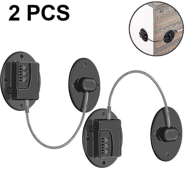 2 Pack Refrigerator Lock - Heavy Duty Combination Fridge Lock