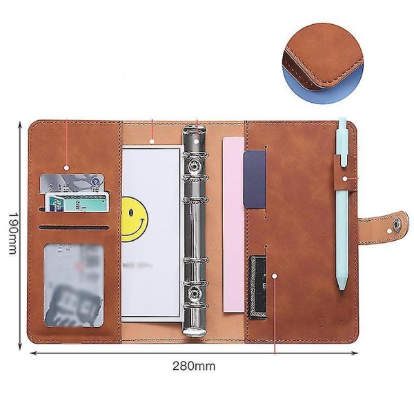 Læder Binder Budget Planner Kontant Kuvert Pung System Macaron Yellow
