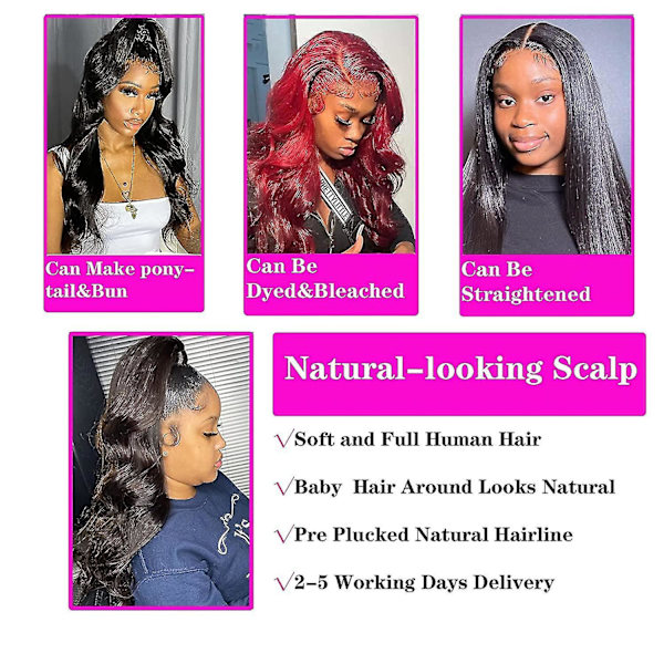 4x4 Body Wave Lace Closure Human Hair Wigs Short Lace Wig Human Hair 14 Inch Lace Front Wigs Human Hair For Black Women 180% Density Pre Plucked With