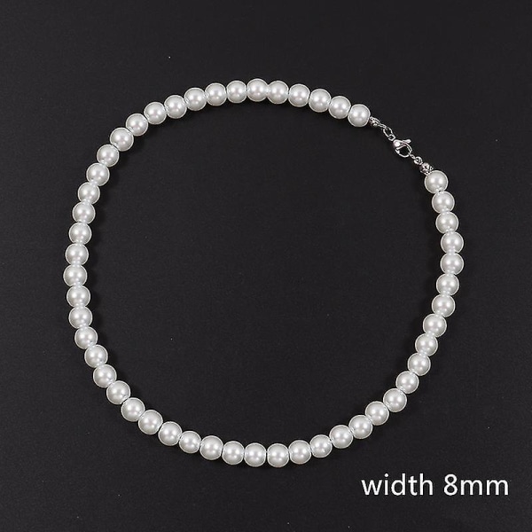 2022 New Trendy Imitation Pearl Necklace Men Temperament Simple Handma 60cm 6mm