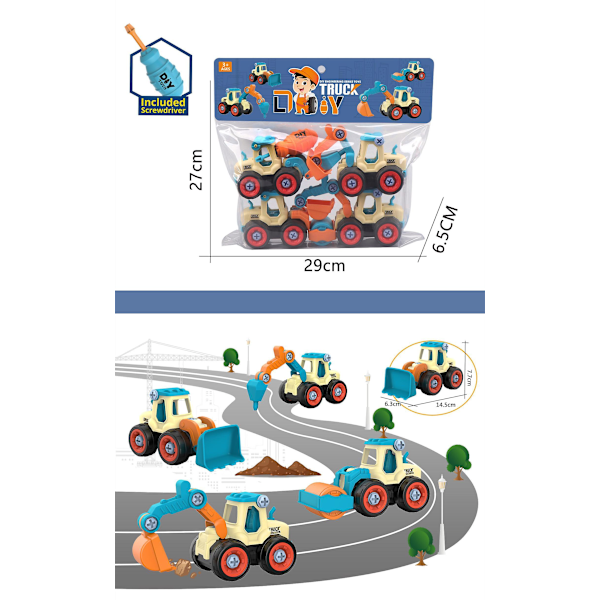 Nut Disassembly, Loading And Unloading, Construction Truck, Excavator, Bulldozer,educational Toy Car Model