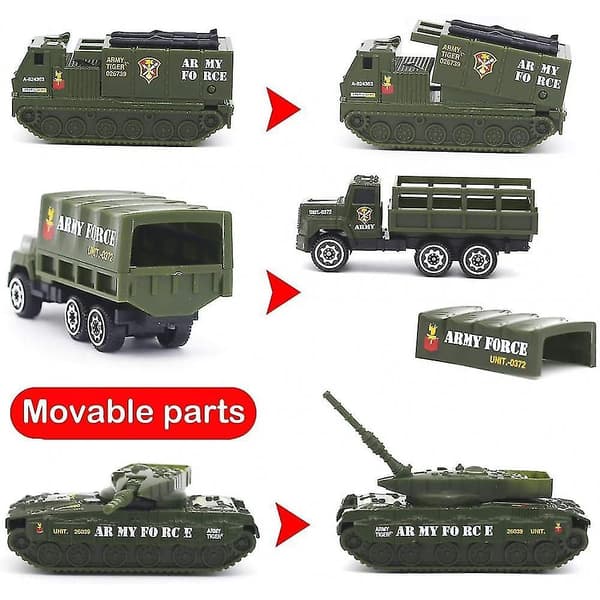 Mini lommeformat for militære kjøretøy, 6 deler