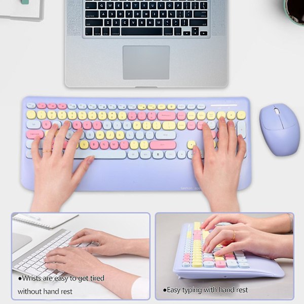 Notebook Keyboard Kit Round Keycap Plug Play Lightweight Portable Gamer Mouse Blue