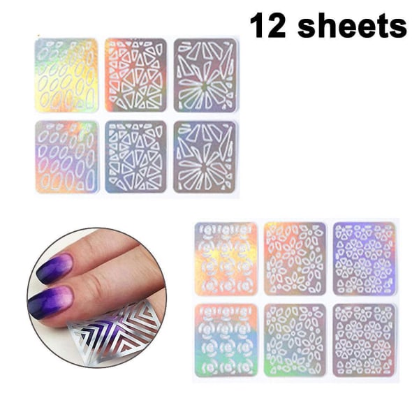Nail Stickers Hollow Out Vinyl Stencils Stickers Decoration Nail 12PCS