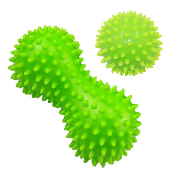 Spike Peanut Roller & Hedgehog Fodmassagebold Sæt - Ideel til Muskler Green