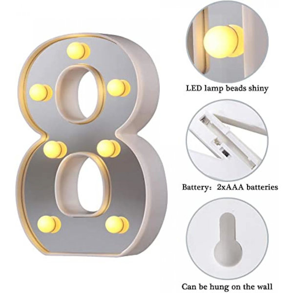 LED Marquee Bogstav Lys 26 Alfabet Lysende Bogstaver Skilt Perfekt Til Natlys Bryllup Fødselsdagsfest Julelampe Hjemmebar Dekoration B09 8