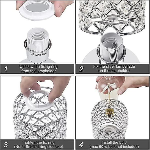 Crystal Lamp Table Lamp With Usb Ports 3 Way Dimmable Light Bedside Lamp Small Touch Light Silver