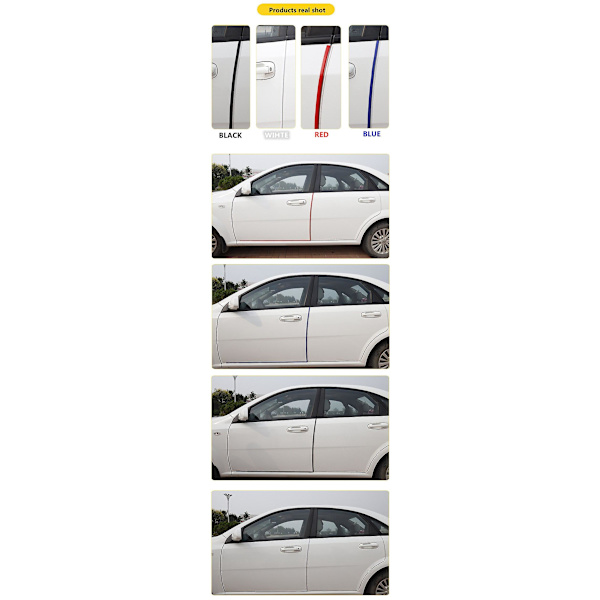 5m Car Door Anti Collision Soundproof Strip With Steel Disc Bumper Trim Edge Scratch Protector Strip Sealing Guard Styling Decor Red