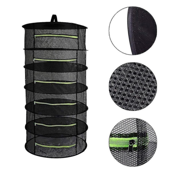 4 Layer Herb Drying Rack Net, Herb Dryer Black Mesh Hanging Dryer Rack With Zipper Drying Hanging Rack Net Mesh Drying Net Basket Foldable 4layer 60cm