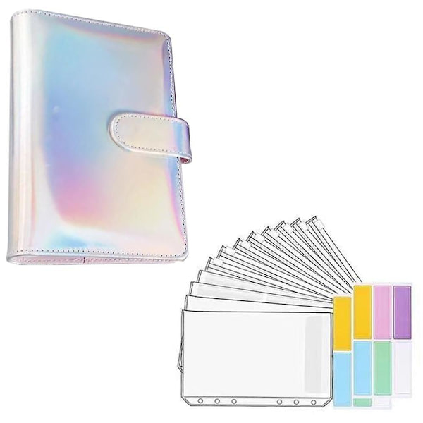 Pu Leather Binder Budget Planner Cash Envelope Wallet System Laser silver
