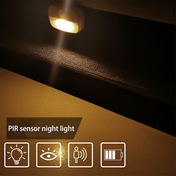 Motion Sensor Led Night Light Battery Powered Indoor Closet Cabinet Wall Ca white