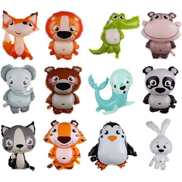12 Pcs Jungle Safari Animal Balloons