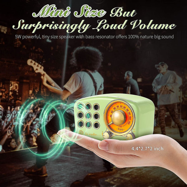 Retro Bluetooth Speaker, Vintage Radio- Fm Radio With Old Fashioned Classic Style, Strong Bass Enhancement Ruikalucky