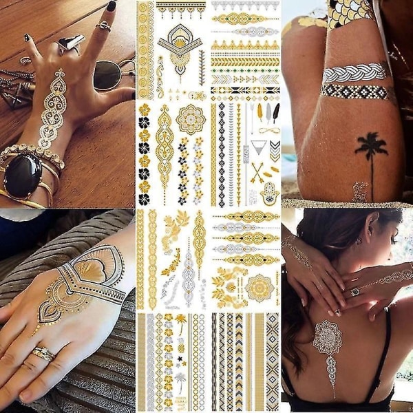 Flash Metallic Waterproof Tattoo Gold ,silver - Women Fashion Design Temporary YH029