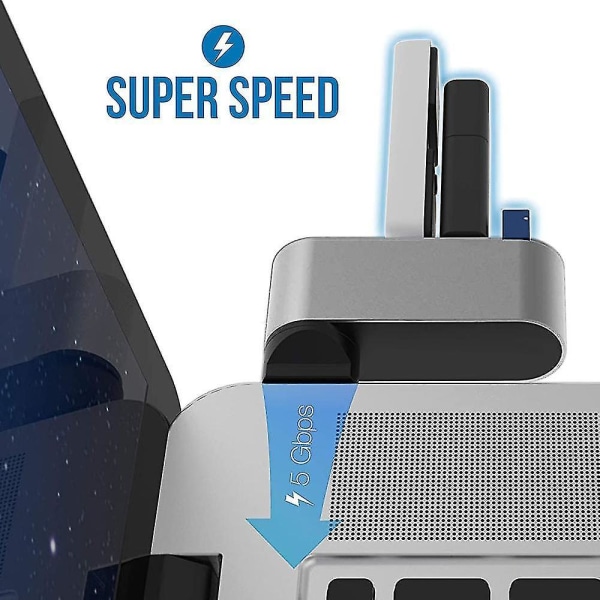 Aluminum Alloy Rotating Usb3.0 Hub Splitter Usb Hub Splitter 3 Port Usb 3.0 Hub Extension Gray
