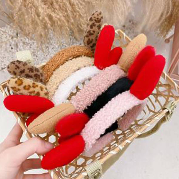 Cute Antler Plush Headband Christmas Hair Hoop Non-slip Headwear Accessories Black