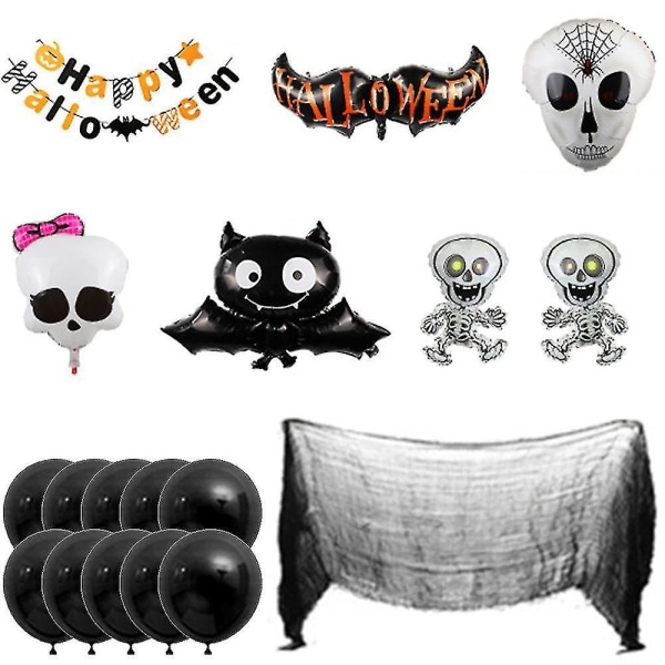 Halloween Balloons Banner Kit Happy Halloween Party Decoration Include Halloween Banner/latex Balloons/paper Garlands/inflatable Foil Balloons