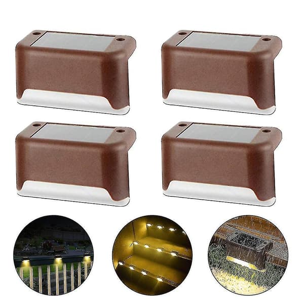 4 stk. Solcelle Trappelys LED Solcellelys Sti Trapp O Lys Trappelampe Gjerde Vegg Landskap Solcellelampe - Ssxjv White