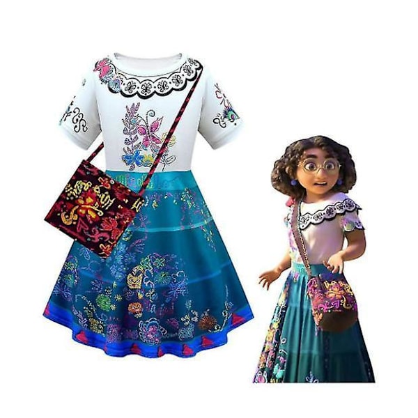 Disney Encanto Mirabel Cosplay Kostume Børn Pige Festkjoler Karneval Udklædning 7-8 Years