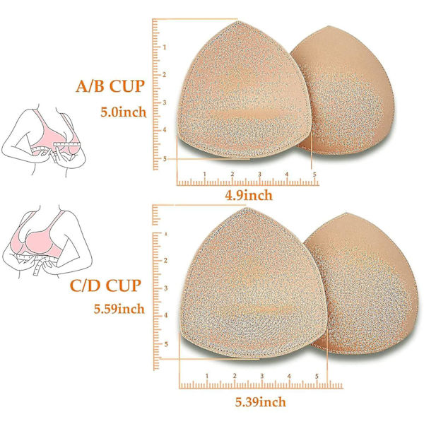 5 Pairs Bra Pads Inserts,removable, Air Cotton,foam Sponge,breathable (3colors, C/d/e Cup)