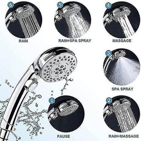 Handheld Shower Head With Hose 5 Spray Settings Removable High