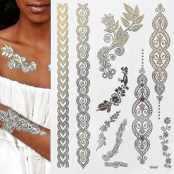 Flash Metallic Waterproof Tattoo Gold ,silver - Women Fashion Design Temporary