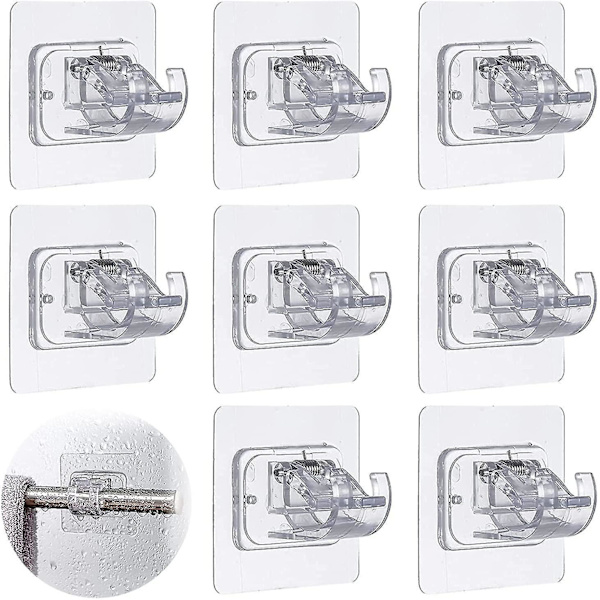 Curtain Rod Bracket No Drilling, 8 Pcs Adhesive Curtain Rod Hooks