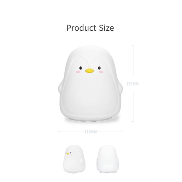 Colorful Decompression Pat Light Atmosphere Light Penguin Silicone Light For Birthday Gifts For Friends And Family, White